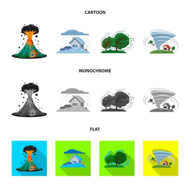 Doğal ve felaket logo vektör Illustration. Doğal topluluğu ve web için risk hisse senedi simgesi.