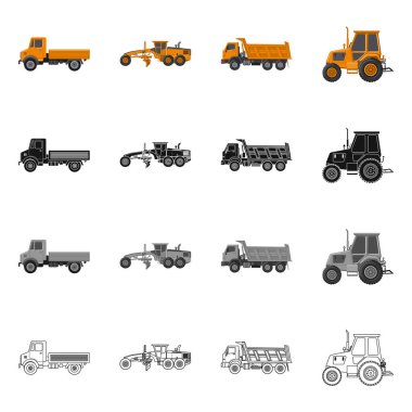 Yapı ve inşaat simge vektör tasarımı. Yapı ve makine hisse senedi vektör çizim seti.