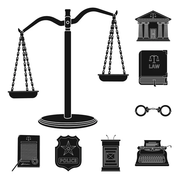 Izolovaný objekt práva a právník loga. Sada právo a spravedlnost burzovní symbol pro web. — Stockový vektor