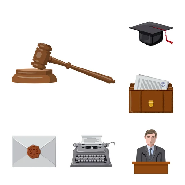Conception vectorielle du droit et signe de l'avocat. Ensemble de lois et justice illustration vectorielle de stock . — Image vectorielle