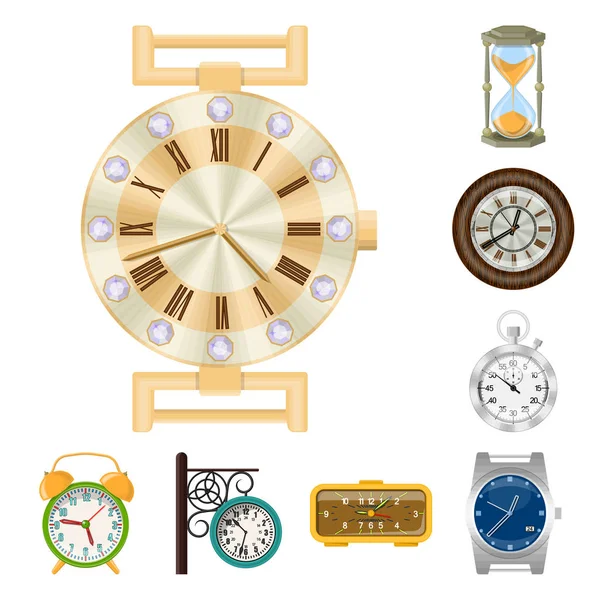 Vector ontwerp van klok en tijd symbool. Set van klok en cirkel aandelensymbool voor web. — Stockvector