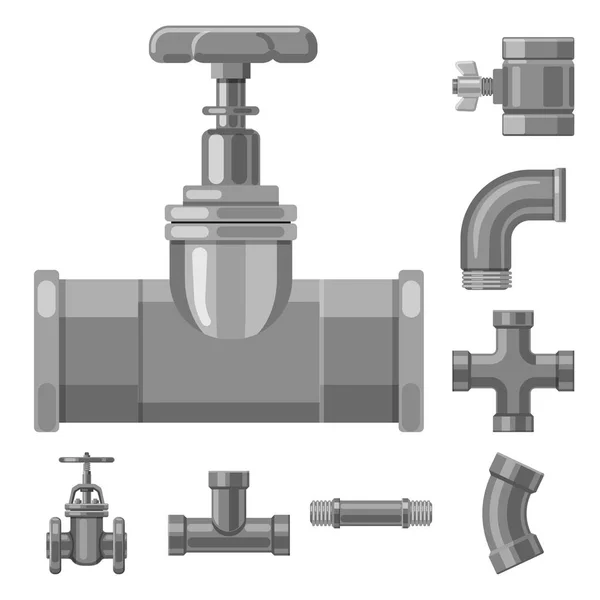 Vector design of pipe and tube sign. Set of pipe and pipeline stock symbol for web. — Stock Vector