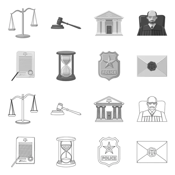 Objet isolé de la loi et icône de l'avocat. Collection de droit et justice illustration vectorielle de stock . — Image vectorielle