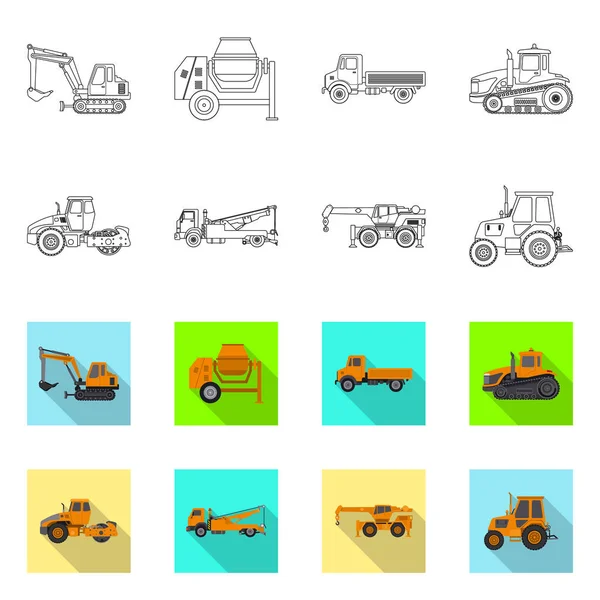 Oggetto isolato di costruzione e logo di costruzione. Raccolta del simbolo di costruzione e parco macchine per il web . — Vettoriale Stock