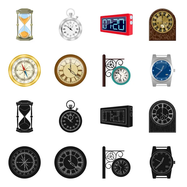 Illustration vectorielle de l'horloge et icône du temps. Ensemble d'horloge et cercle stock symbole pour le web . — Image vectorielle