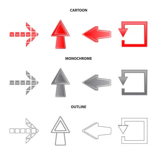 Objeto aislado de signo de elemento y flecha. Colección de elemento y símbolo de stock de dirección para la web . — Vector de stock