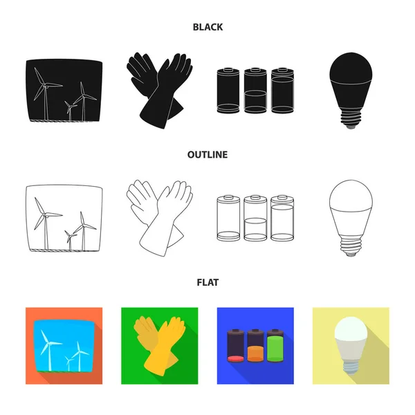 Vektor design av elektricitet och elektriska ikonen. Insamling av el- och energi vektor ikonen för lager. — Stock vektor