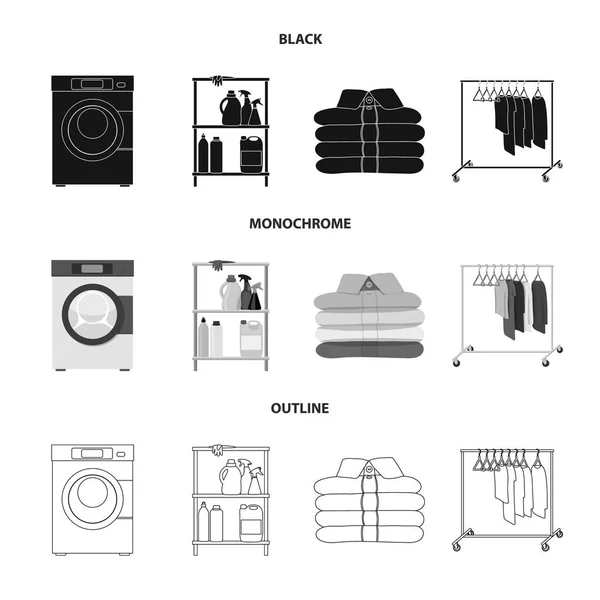 Izolovaný objekt prádelny a čisté logo. Kolekce prádla a oblečení skladem vektorové ilustrace. — Stockový vektor