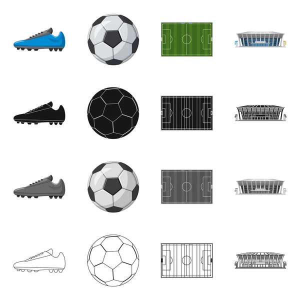 Isoliertes Objekt von Fußball und Ausrüstungszeichen. Set an Fußball- und Turnier-Vektor-Symbolen für Aktien. — Stockvektor