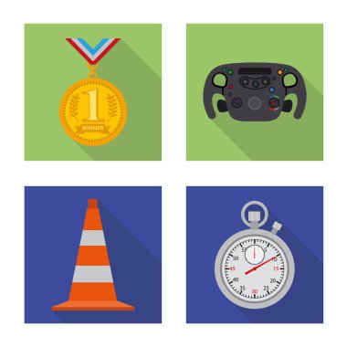 Araba ve ralli logosu yalıtılmış nesne. Araba ve yarış hisse senedi vektör çizim seti.