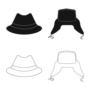 Şapkalar ve kap simge vektör Illustration. Web için hisse senedi sembolü şapkalar ve aksesuar koleksiyonu.