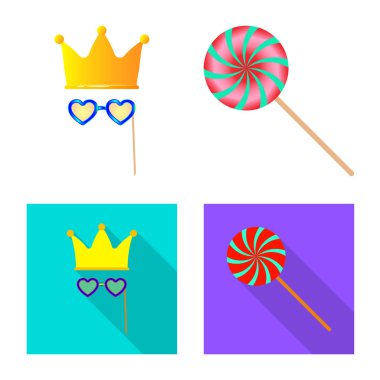 Parti ve Doğum günü logosu yalıtılmış nesne. Parti ve kutlama hisse senedi vektör çizim seti.