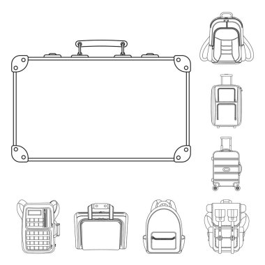 Bavul ve Bagaj simge vektör Illustration. Web için bavul ve yolculuk hisse senedi simgesi kümesi.