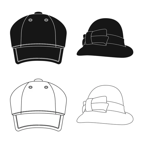 Diseño vectorial del casco y el símbolo de la tapa. Conjunto de casco y accesorio icono de vector para stock . — Vector de stock