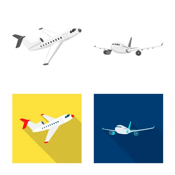 Geïsoleerde object van vliegtuig en vervoer logo. Collectie van vliegtuig en hemel vector pictogram voor voorraad. — Stockvector