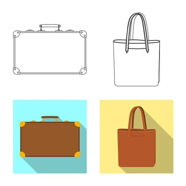 Vectorillustratie van pictogram koffer en bagage. Set koffer en reis aandelensymbool voor web. — Stockvector