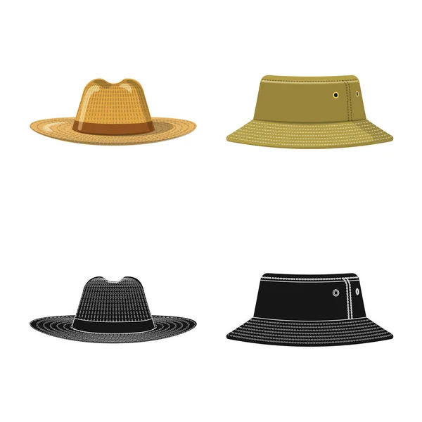 帽子とキャップのロゴのベクター デザイン。ヘッドギアとストックのアクセサリーのベクトルのアイコンのセット. — ストックベクタ