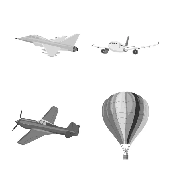 Векторне проектування літака та транспортного знака. Набір піктограм площини і неба для запасів . — стоковий вектор