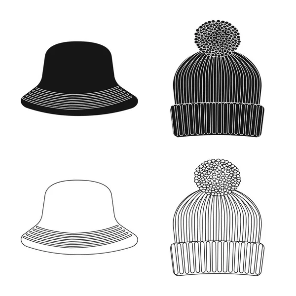 Illustration vectorielle du couvre-chef et du symbole du chapeau. Collection de coiffures et accessoire stock symbole pour la toile . — Image vectorielle