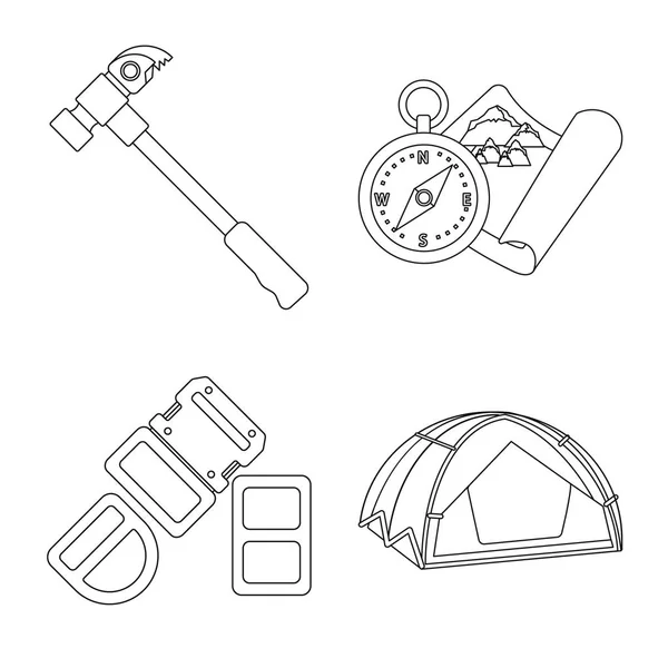 Vectorillustratie van alpinisme en piek symbool. Collectie van alpinisme en kamp vector pictogram voor voorraad. — Stockvector