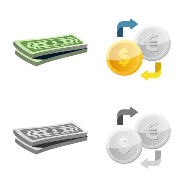 Vektorové ilustrace banku a peníze loga. Kolekce banky a bill vektorové ilustrace. — Stockový vektor