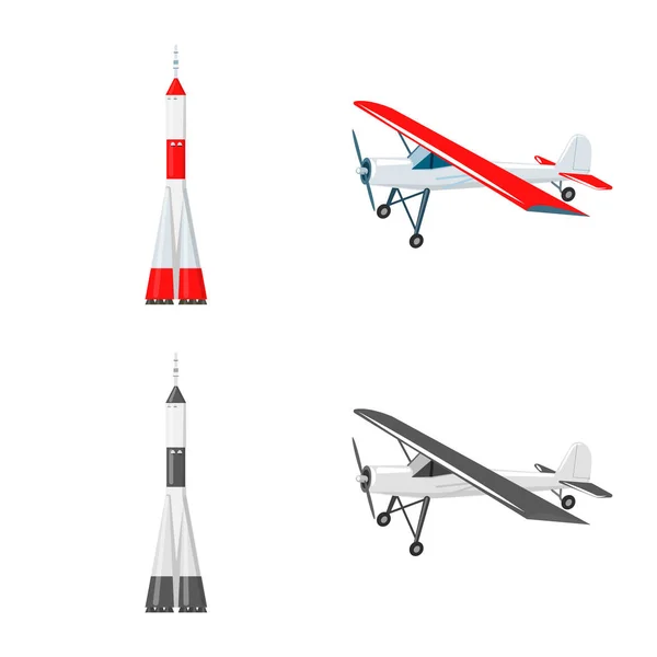 Vector illustratie van vliegtuig en vervoer teken. Collectie van vliegtuig en hemel aandelensymbool voor web. — Stockvector