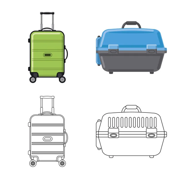 Illustrazione vettoriale della valigia e dell'icona dei bagagli. Raccolta dell'icona della valigia e del vettore di viaggio per lo stock . — Vettoriale Stock