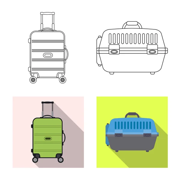 Oggetto isolato di valigia e icona del bagaglio. Set di valigie e viaggio stock simbolo per il web . — Vettoriale Stock