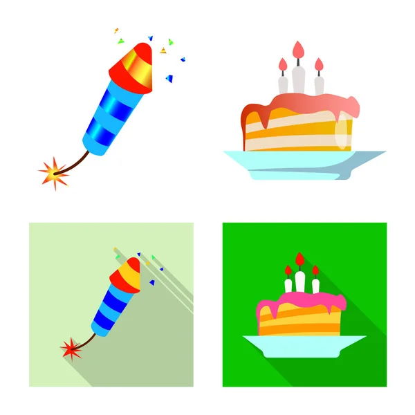 Objeto aislado de fiesta y logo de cumpleaños. Colección de fiesta y celebración vector de stock ilustración . — Archivo Imágenes Vectoriales