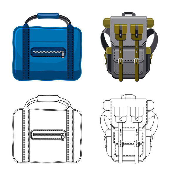 Vector illustration of suitcase and baggage logo. Set of suitcase and journey stock symbol for web.