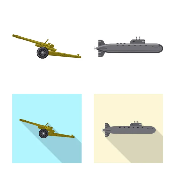 Vector design of weapon and gun icon. Set of weapon and army stock vector illustration. — Stock Vector