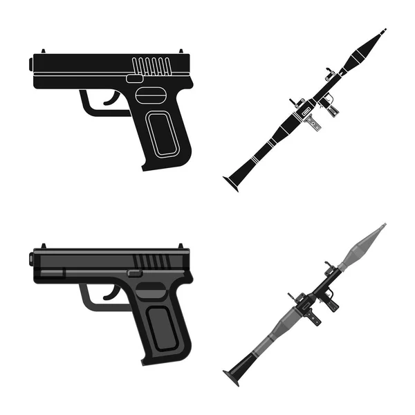 Vektor desain senjata dan ikon senjata. Collection of weapon and army stock symbol for web . - Stok Vektor