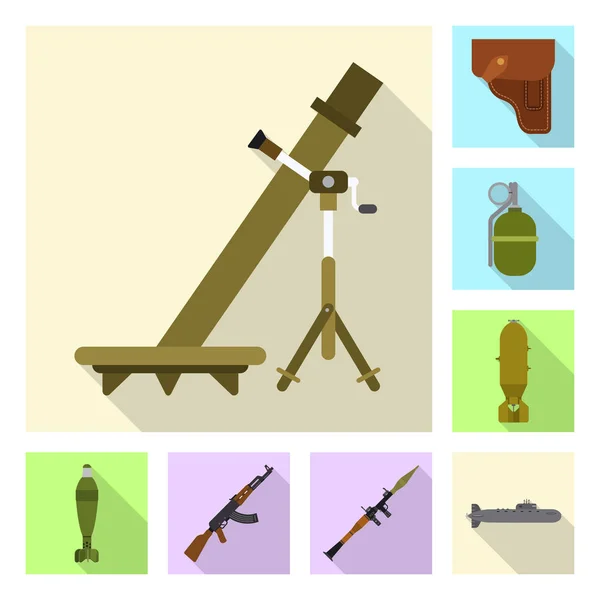 Vector design of weapon and gun icon. Set of weapon and army stock symbol for web. — Stock Vector