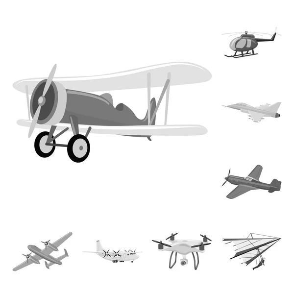 Ilustración vectorial de plano y señal de transporte. Colección de plano y cielo icono vectorial para stock . — Archivo Imágenes Vectoriales