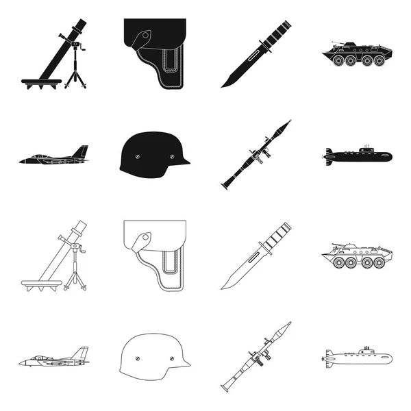 Projekt wektor logo broń i pistolet. Kolekcja broni i armii Stockowa ilustracja wektorowa. — Wektor stockowy