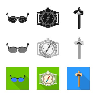 Dağcılık ve en yüksek işareti yalıtılmış nesne. Kamp ve dağcılık topluluğu stok vektör çizim.