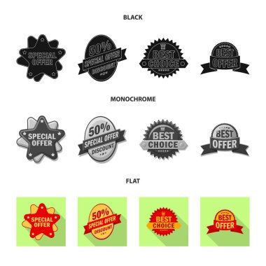 Amblem ve rozet simge yalıtılmış nesne. Hisse senedi için amblem ve etiket vektör simge topluluğu.