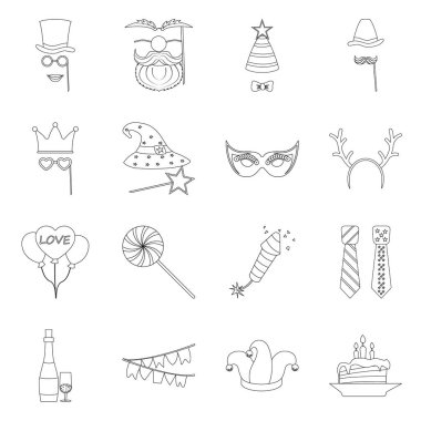 Parti ve Doğum işareti yalıtılmış nesne. Hisse senedi için kutlama ve parti vektör simge topluluğu.