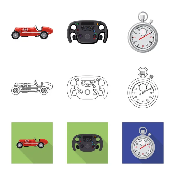Izolovaný objekt ikony auto a rally. Sada auto a závod vektorové ikony pro stock. — Stockový vektor