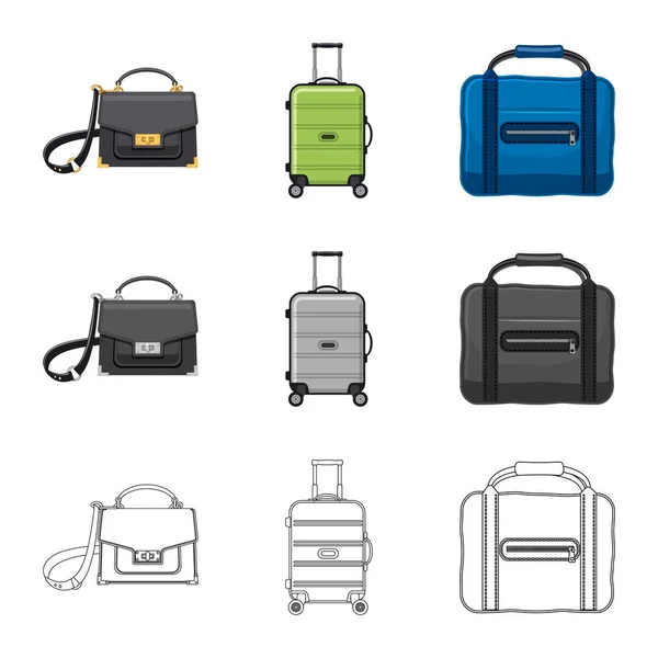 Geïsoleerde object van pictogram koffer en bagage. Collectie van koffer en reis aandelensymbool voor web. — Stockvector