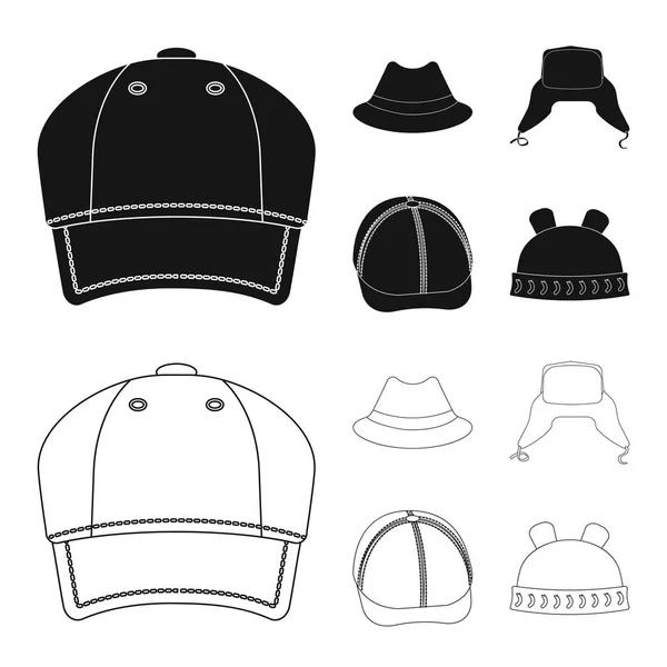 Isolated object of headgear and cap symbol. Collection of headgear and accessory stock vector illustration. — Stock Vector