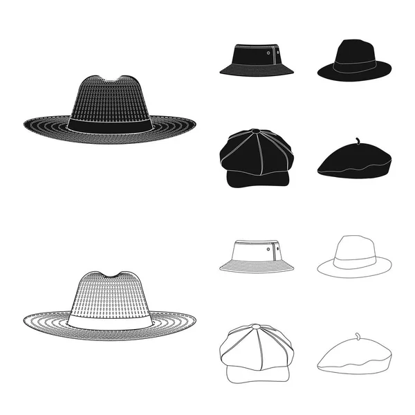 Diseño vectorial de la cabeza y la señal de la tapa. Colección de sombreros y accesorios stock vector ilustración . — Vector de stock