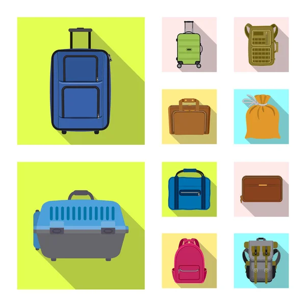 Geïsoleerde object van koffer en bagage symbool. Set koffer en reis voorraad vectorillustratie. — Stockvector