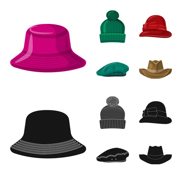Projeto vetorial de chapelaria e ícone de boné. Coleção de chapéus e acessórios ilustração vetorial . — Vetor de Stock