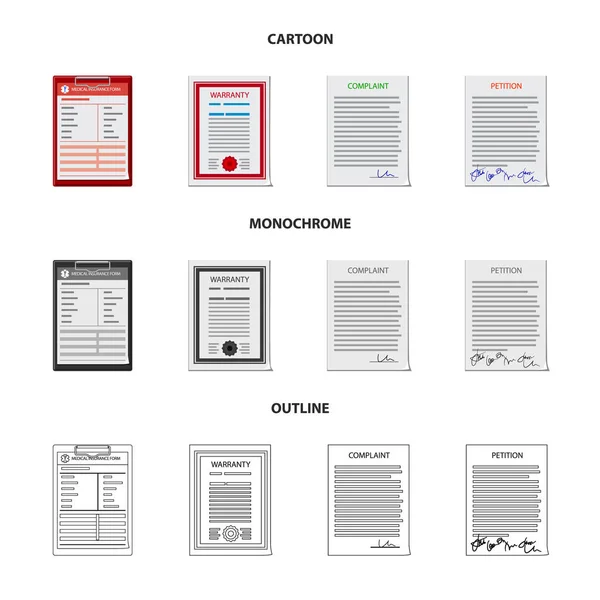 Objeto aislado de formulario e icono del documento. Colección de forma y marca símbolo de stock para web . — Archivo Imágenes Vectoriales