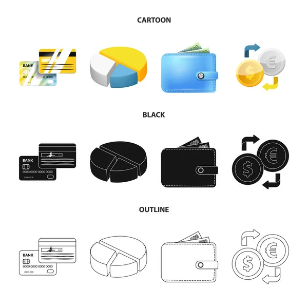 Vektordesign von Bank- und Geldsymbolen. Sammlung von Bank- und Wechselvektorsymbolen für Aktien. — Stockvektor