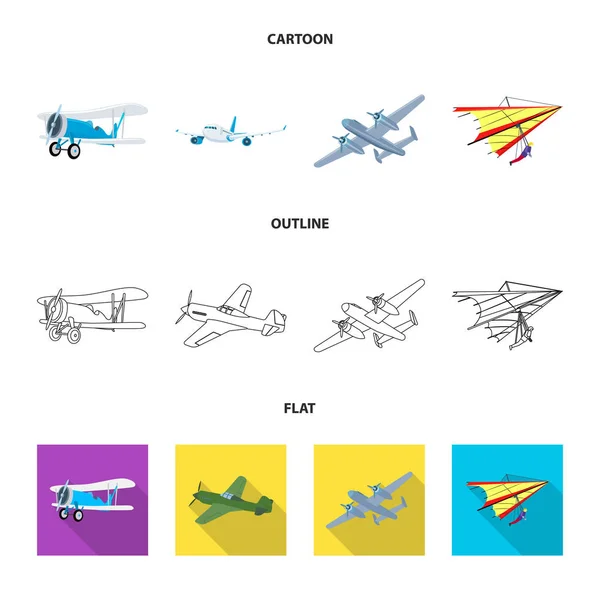 Na białym tle obiekt symbolu płaszczyzny i transportu. Zestaw płaszczyzny i niebo symbol giełdowy dla sieci web. — Wektor stockowy