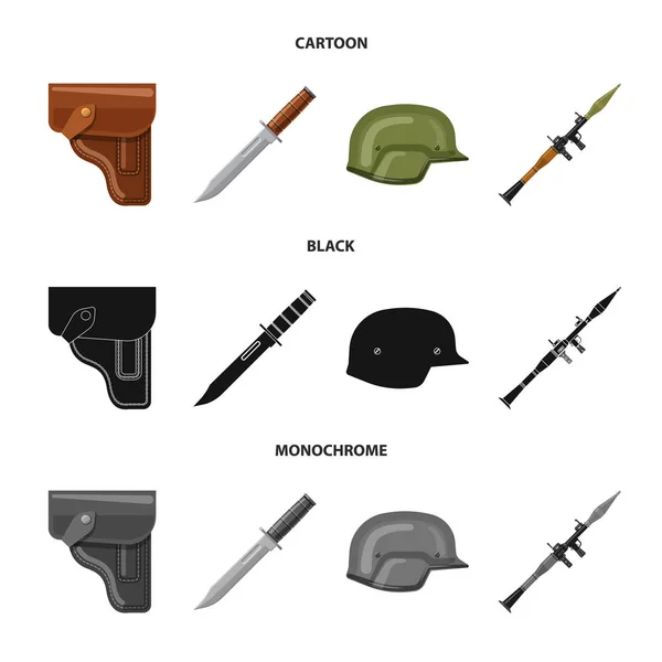 Vector illustratie van wapen en pistool teken. Set van wapen en leger aandelensymbool voor web. — Stockvector