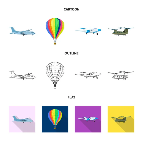 Векторное проектирование самолета и иконки транспорта. Коллекция значка плоскости и вектора неба для склада . — стоковый вектор