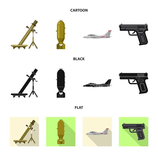 Ilustración vectorial del arma y el logotipo del arma. Conjunto de armas y ejército stock vector ilustración . — Vector de stock